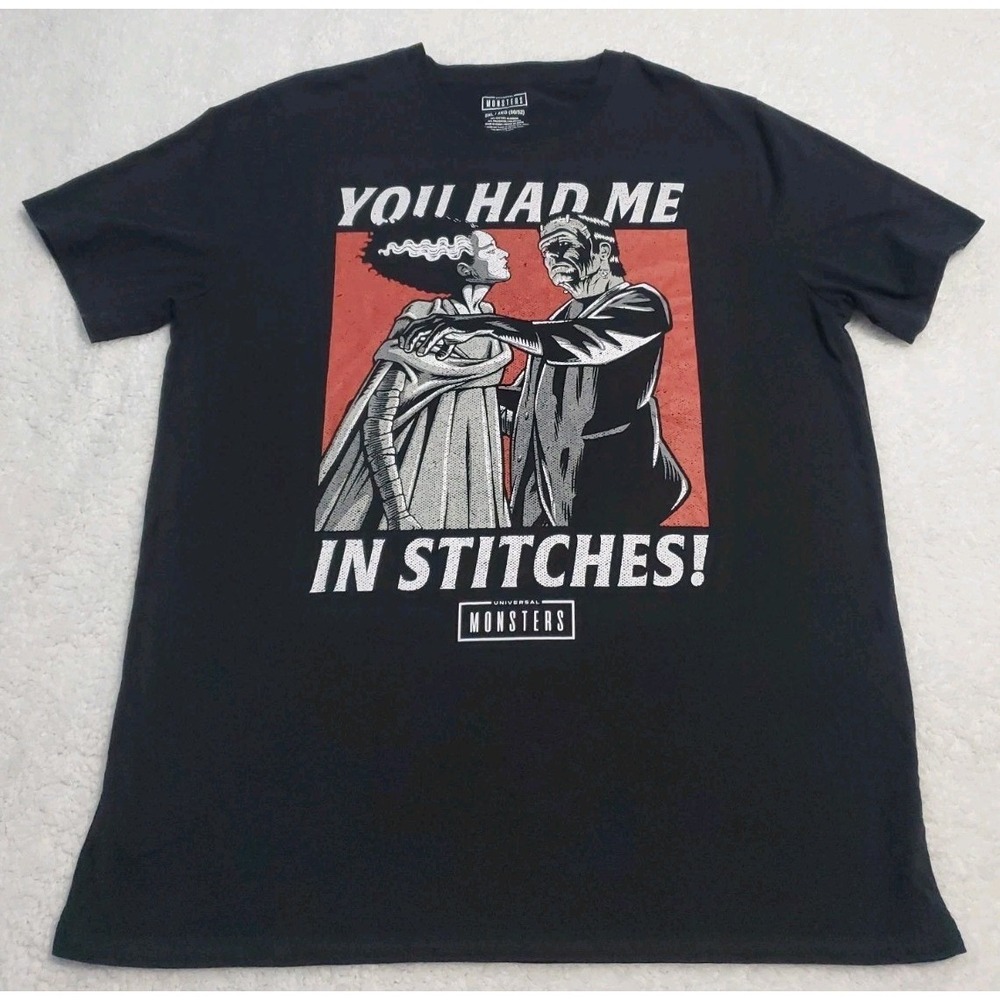 Universal Monsters T-Shirt 2XL Mens Black Frankenstein Bride Horror Movie Pun